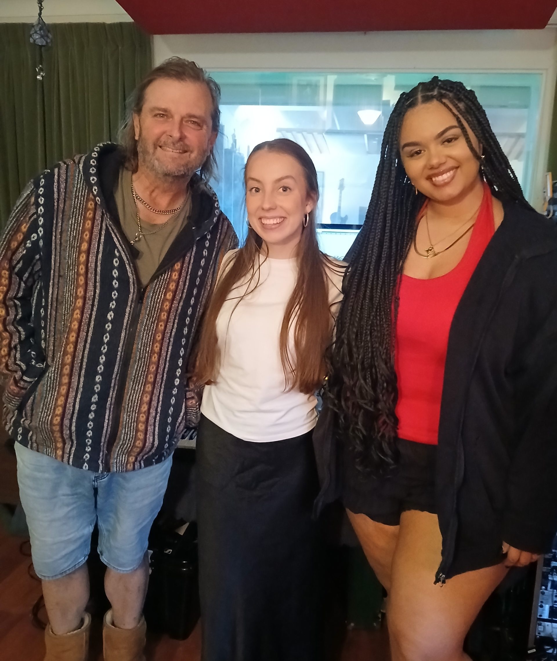 Brendan with Molly Keen and Faith Kayrooz in the studio